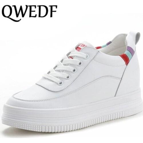 Women White Platform Sneakers Fashion Wedges Shoes for Women Wedge Platform wedge Lace Up High Heel Sneakers Female Shoes F3-20