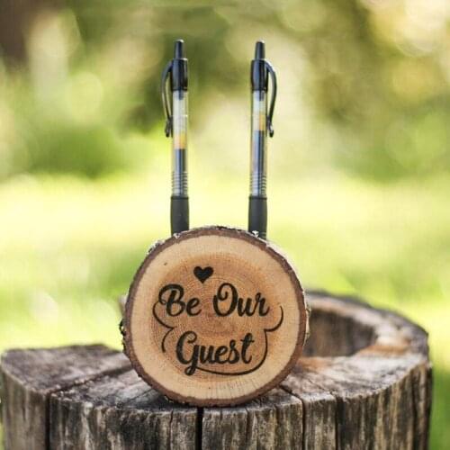 1PCS Pen Holder Custom Logo New Couples Name Date Guide Word Wedding Marriage Forest Party Decoration Boyfirend Gift