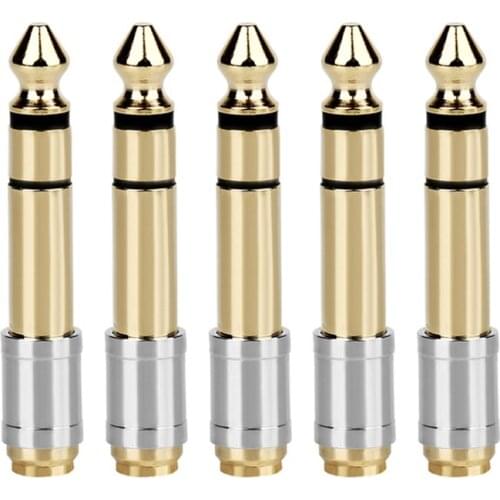 10PCS 6.35mm Stereo Male to 3.5mm Female Headphone Audio Adapter Microphone Connector 28GE