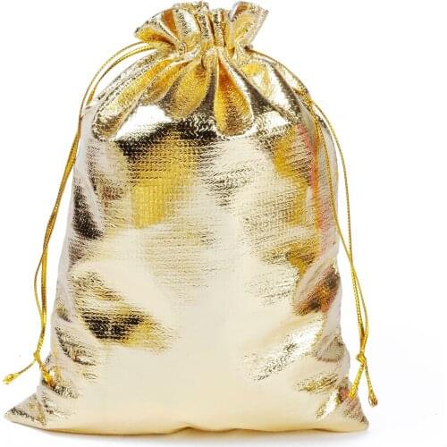 100pcs/lot 13x18cm 5x8 inch Silver Gold Color Foil Cloth Drawstring Bag Wedding Gift Bags & Christmas Packing Pouches