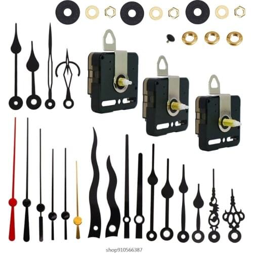 3Pcs DIY Silent Long Shaft Quartz Clock Movement Mechanism Kit with 6 Different Pairs of Hands Repair Parts Replacement Dropship