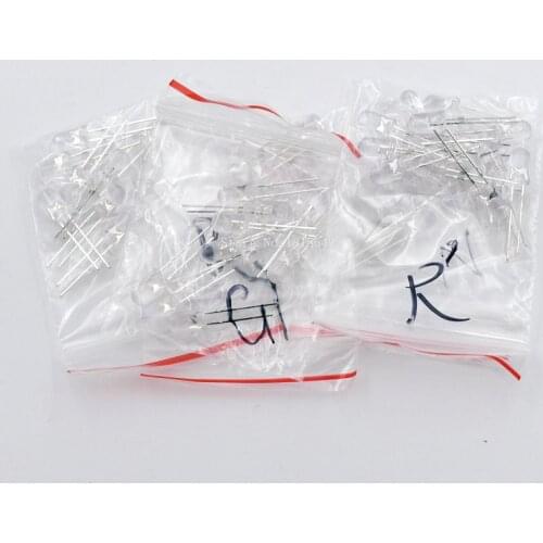 50PCS/Lot Light Emitting Diode Kit Transparent Round 5MM LED Set Red Green Yellow Blue White 5Kinds Each 10 PCS Wholesale