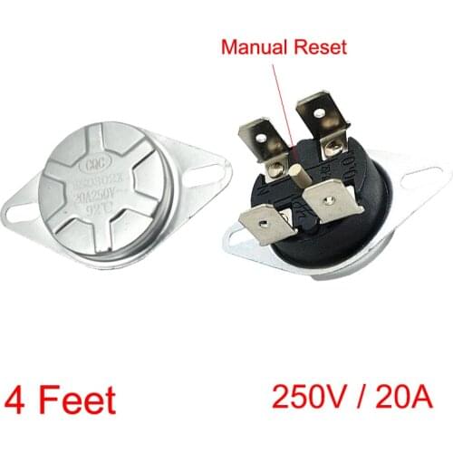 93 95 98 125 135 Degree 4 Feet Circular 4P KSD302X/T KSD306 250V 20A Head Manual Reset Bipolar Thermostat Temperature Switch