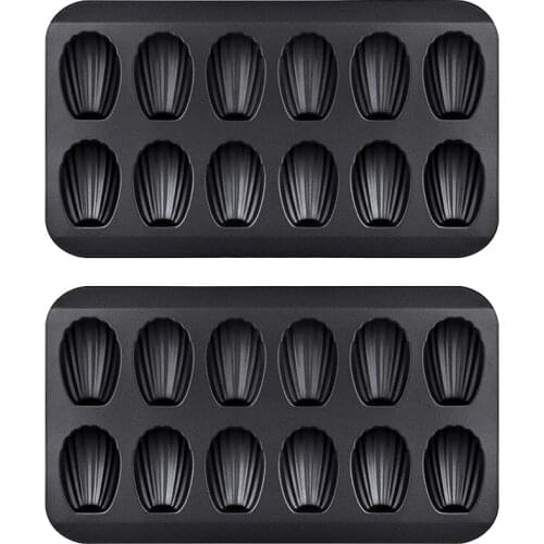 2 Packs Non-Stick Madeleine Pot, Baking Mold 12 with Shell Cake Baking Tray Chocolate Non-Stick Baking Tray, Used for Oven Bakin