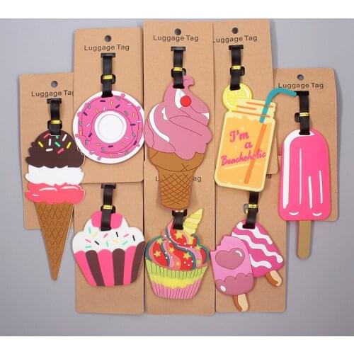 Cute Ice Cream & Cake Travel Accessories Luggage Tag Silica Gel Suitcase ID Addres Holder Baggage Boarding Tag Portable Label