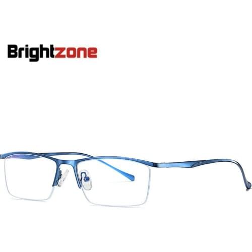 Brightzone Half Rim Anti-Blue Light Optical Male Computer Business Eye Glasses Frame Men Spectacles Designer Square Eyeglasses