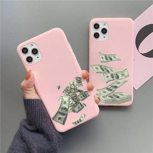 Rich money dollar Phone Case Candy Color for iPhone 11 12 mini pro XS MAX 8 7 6 6S Plus X 5S SE 2020 XR Soft TPU Mobile bags