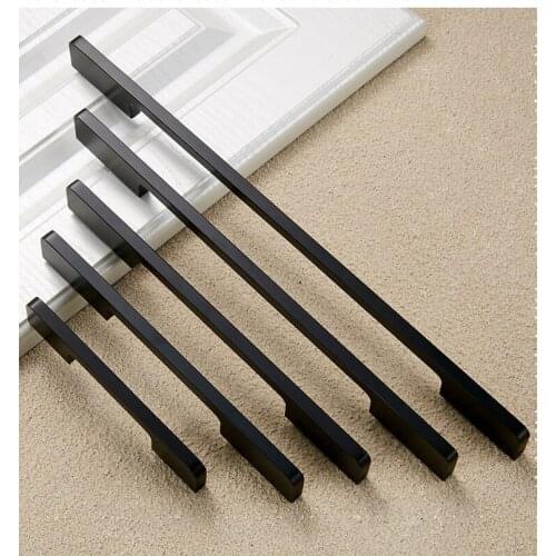 Black Cabinet Handles Aluminum Alloy American Style Kitchen Cupboard Pulls Drawer Knobs Furniture Handle Hardware Door Knocker