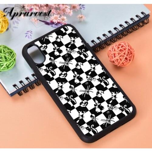 Aprarvest Black And White Vintage Halloween Check Silicone Phone Case Cover For iPhone 6 6S 7 8 PLUS X XS XR 11 12 MINI PRO MAX
