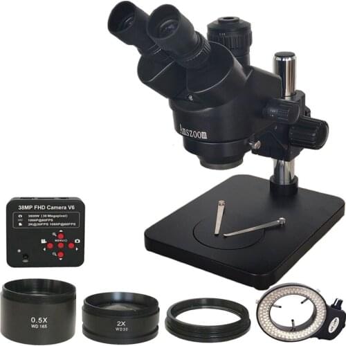 38MP HDMI Digital USB 3.5X-90X Trinocular Simul-Focal Microscope Head Microscopio Camera 144 LED Light Mobile Phone PCB Repair