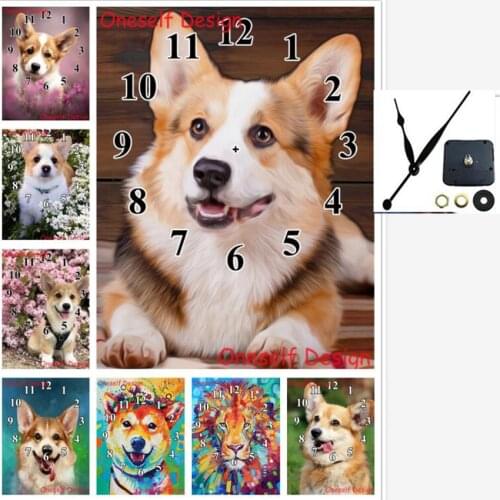 Diy diamond painting with Mechanical clock dog home decortion dolphin diamond embroidery clock diamond mosaic sale wall sticker