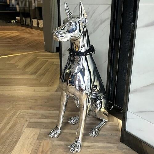 Home Decor Sculpture Doberman Dog Large Size Art Animal Statues Figurine Room Decoration Resin Statue Ornamentgift Holiday Gift