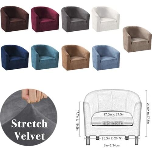 Stretch Velvet Fabric 1-Seater Sofa Cover Elastic Couch Slipcover Anti-Skid
