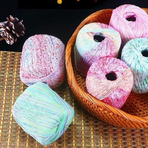 50G Pelote Cotton Dyed Fancy Lace Yarn Colorful Thin Crochet Yarn Thread for Hand Knitting Cardigan