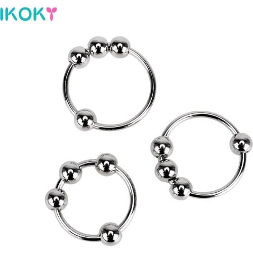 IKOKY Penis Sleeve Sex toys for Men Male Chastity Device Delay Ejaculation Stainless Steel Penis Ring Foreskin Cock Ring
