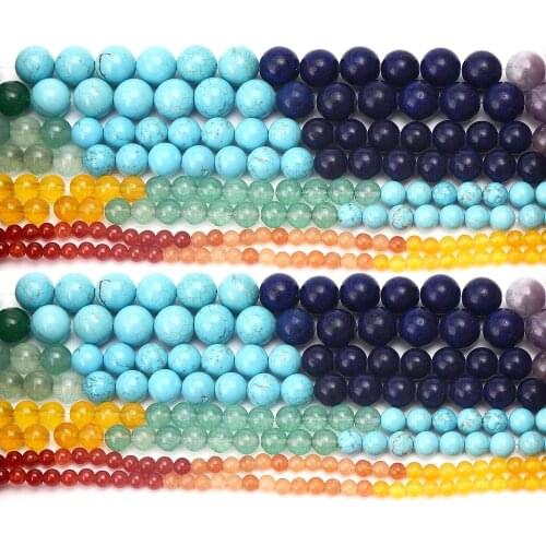 7 Color Chakra Beads Round Loose Natural Stone Bead for Jewelry Making Healing Bracelet Necklace Accessories 4/6/8/10/12mm