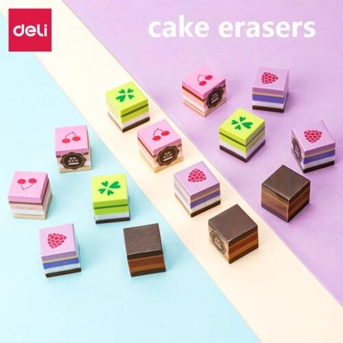 4Pcs Cake Shaped PVC Erasers Kids Students Test Homework Home study School Office Draw Design Cute Cartoon Rubber 4 Colors 71056