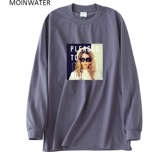MOINWATER New Streetwear Long Sleeve Tops for Women Grey Thick Cotton Female T shirts Lady Orange Autumn Spring Tees MLT2128