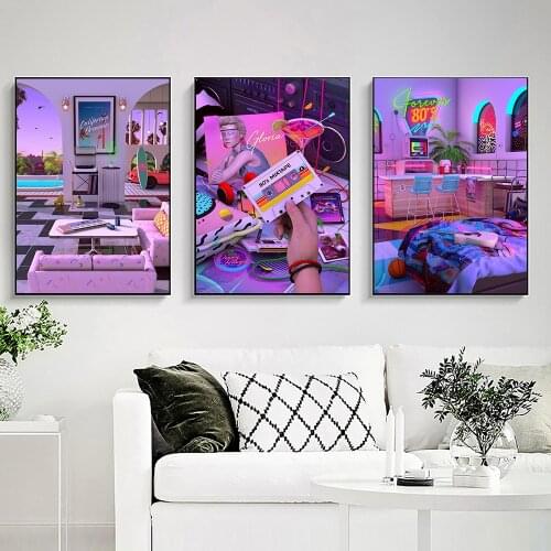 Cartoon Racing Disco Roller Skate Nostalgia Canvas Poster 80s Mixtapes Game Art Prints Retro Funny Bar Kids Wall Pictures Decor