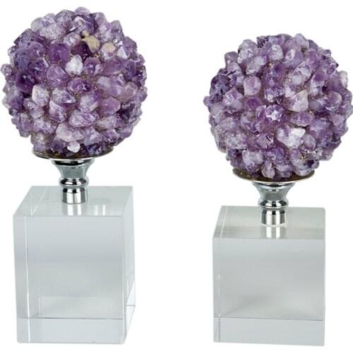 Natural Amethyst Cluster Flower Ball Ornaments Living Room Study High-End Quart Crystal Stone Jewelry Home Decoration