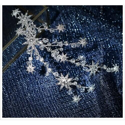 2020 Ins style New Star Shape Crystal Hair Clip Wedding hair Ornament Bridal Headdress