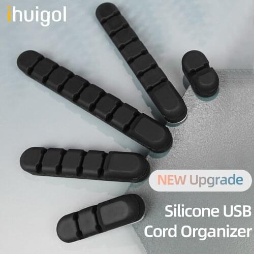 Ihuigol USB Cable Organizer Management Clips 2/3/5/7/8 holes Cable Holder Silicone Wire Winder For Headphone Mouse Keyboard Cord