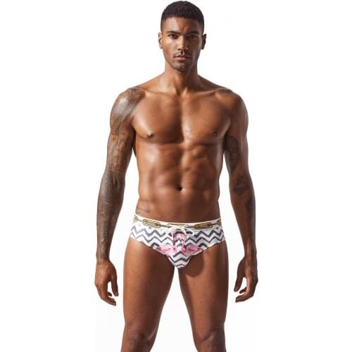 Push pad swimsuit men 2020 printing Mens Swimwear briefs low waist bathing suit man Quick Dry summer sea wear surf sexy funny