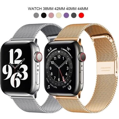 Milanese Stainless Steel Metal for apple watch Watchband 38mm 40mm 42mm 44mm Band Strap for iwatch Bracelet series 6 SE 5 4 321