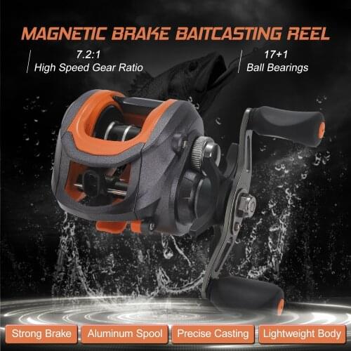 Fishing Reel Fishing Accessories High Speed 7.2:1 Gear Ratio 17+1BB Fresh/Saltwater Magnetic Brake System Ultralight Fish Reel