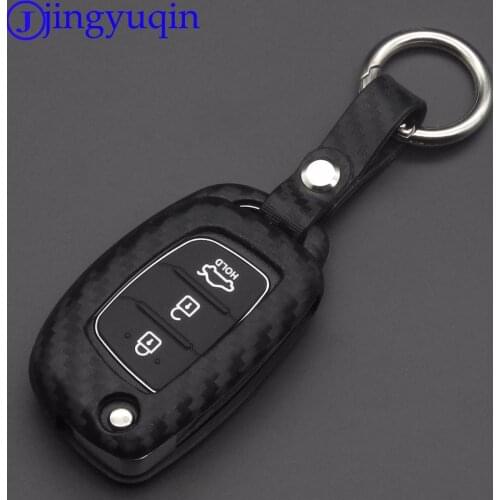Carbon Fiber Silicone Key Case Key Cover keychain For Hyundai solaris 2016 2017 2018 Tucson Creta i10 i20 Elantra Verna