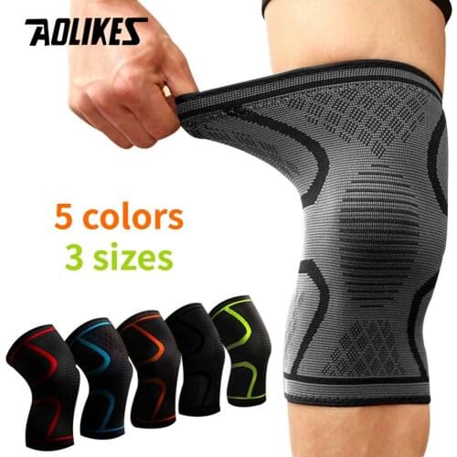 AOLIKES 1pcs/1pair Fitness Running Cycling Knee Support Braces Elastic Nylon Sport Compression Knee Pad Sleeve For Basketball