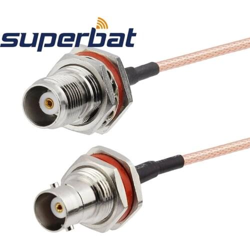 Superbat BNC Female nut Bulkhead to TNC Female Bulkhead with O-ring Straight RG316 15cm Extension Cable Assembly
