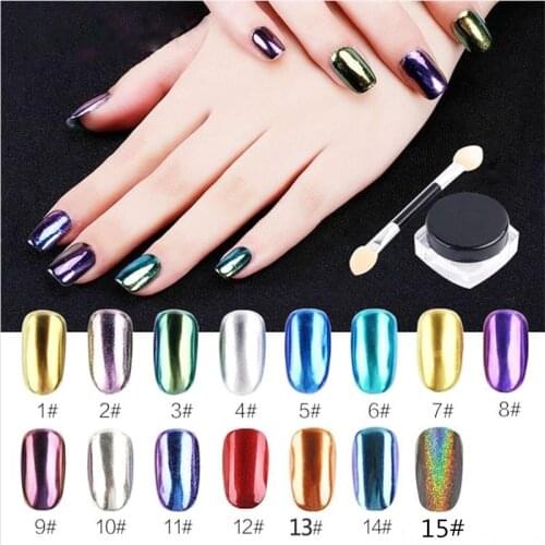 Shinning Glitter Tip DIY Nail Art Magic Mirror Powder Glimmer Metal Silver Nail art decoration