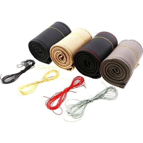 Artificial Leather Car Steering Wheel Woven Cover Sewing Kit for Volvo SEAT Ibiza Leon Toledo Arosa Alhambra Exeo FR Supercopa