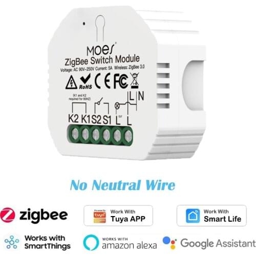 Tuya ZigBee Smart Switch No Neutral Wire Single Fire 2 Way Light Switch Relay Timer Smartlife SmartThings APP Alexa Google Home