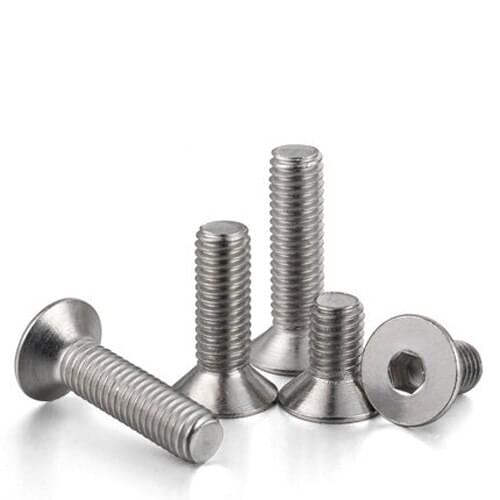 M6 Flat head hex Machine screw Countersunk heads Allen bolt inner hexagon 304 stainless steel Flats tail screws 10mm-80mm Length