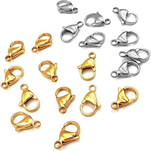 20pcs Gold Lobster Clasps Hooks Stainless Steel Connectors Diy Necklace Bracelet chain For Jewelry Making Supplies Findings