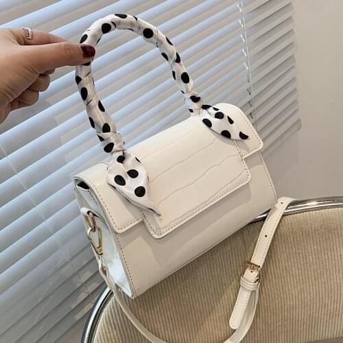 Women Bag Small Solid Color PU Leather Bag Crossbody 2021 Summer Luxury Brand Silk Scarf Female Shoulder Handbags and Purses