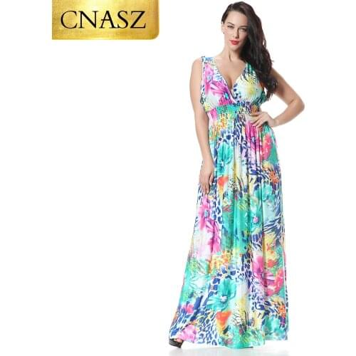 Plus Size maxi Dresses for women Bohemian 2019 New Summer Sexy Backless For Straight Empire Formal Print Beach Dress