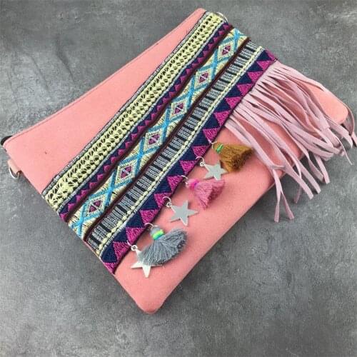 Winter lady Star tassel straw handbag Hippie Gypsy Women Tote Bags BOHO Ethnic Bag shoulder Bag crossbody bags