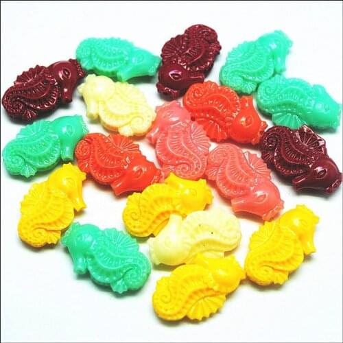 10pcs new seahorse animal matching beads stone powder material 15x25mm the hole in the middle drilled wholesale free shipping