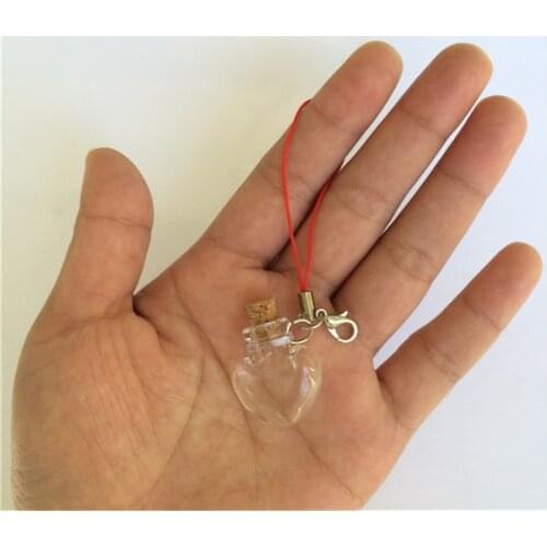 Mini Hearts Glass Bottles Pendants Bottles With Chains Clasp For Bracelets Necklace New Style 10pcs