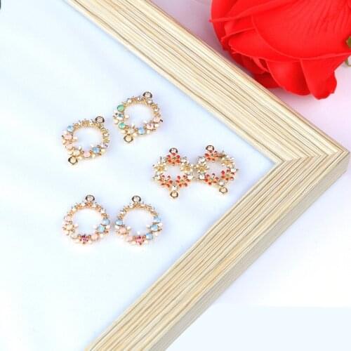 10pcs/lot Crystal Flower Water Drop Heart Rhinestone Dangle Handmade Charms Pendant DIY for Bracelet Necklace Bag