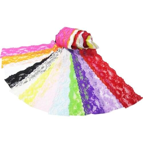 100 yards mix color Stretch Elastic Lace or Fold Over Trim for DIY Headbands, Hair Ties, hair Holders 2.2" Wide Elastic Lace