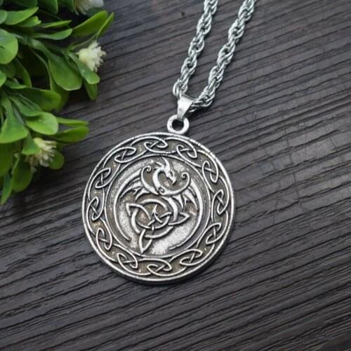 12pcs Celt Knot Dragon Pendant Necklace Medieval Symbolic Necklace