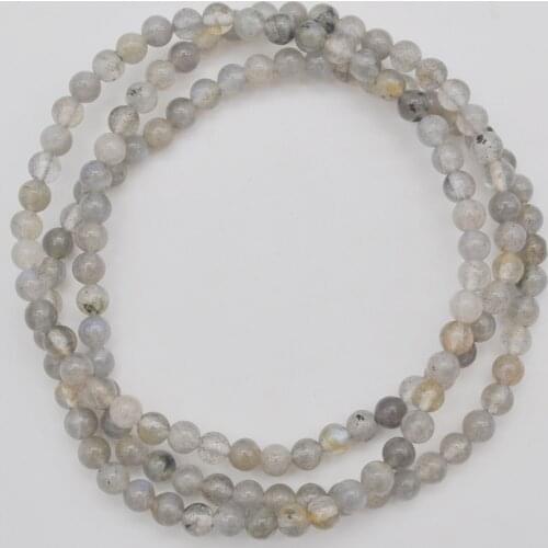 4MM Labradorite Stone Round Beads Bracelet Necklace Stretch 22 Inch Jewelry For Gift G740