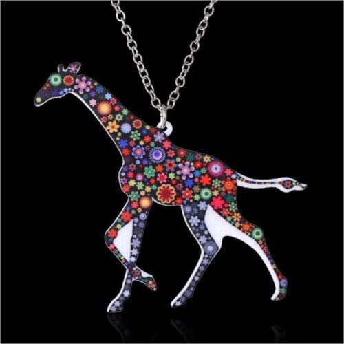 Acrylic coloured drawing Giraffe necklace