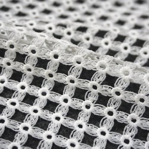 White Spot Pattern Hollow Lace Cloth Embroidered Womens Summer Cotton Cloth Hollow Lace Fabric