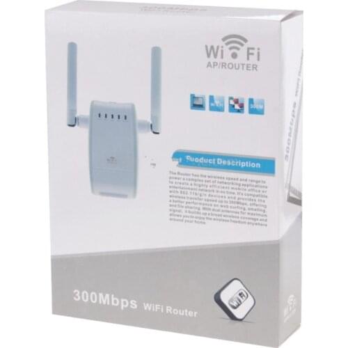 Wireless Wifi Router Mini Router 300Mbps Dual Antenna 2.4Ghz Wi-fi Repeater Range Signal Expander 802.11 b/g/n Wifi Router (EU)