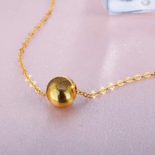 Pure 18K Yellow Gold Pendant Women AU750 Gold 7mm Loose Beads Necklace Pendant